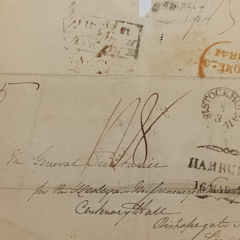1841 Cover from Stockholm to London forwarded through the Swedish