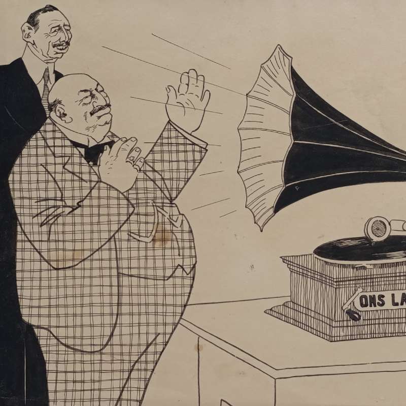 Original Cartoon Sketch of the Anti-Nasionale Lied by DC Boonzaier