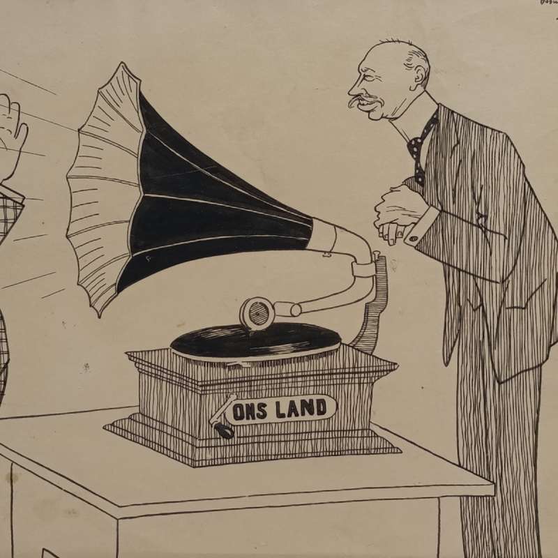 Original Cartoon Sketch of the Anti-Nasionale Lied by DC Boonzaier