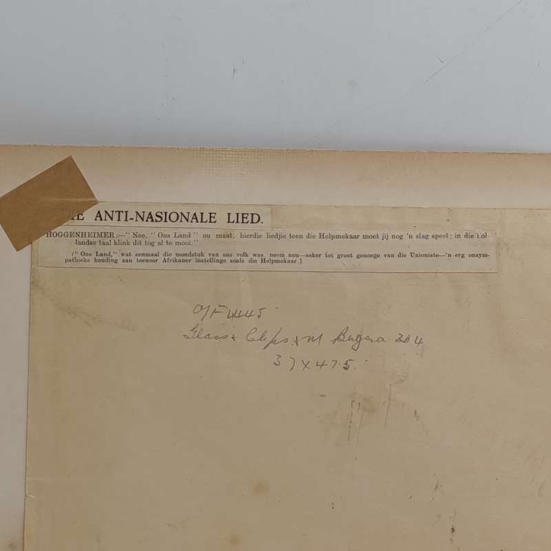 Original Cartoon Sketch of the Anti-Nasionale Lied by DC Boonzaier