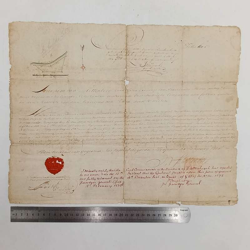 Antique 1785 Dutch East India VOC lease agreement by Govenor Joachim van Plettenberg