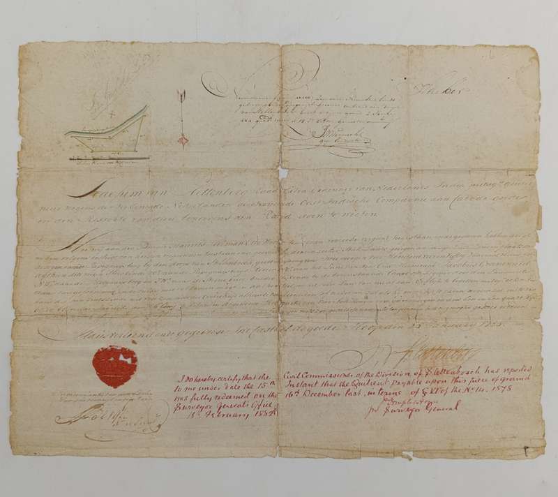 Antique 1785 Dutch East India VOC lease agreement by Govenor Joachim van Plettenberg