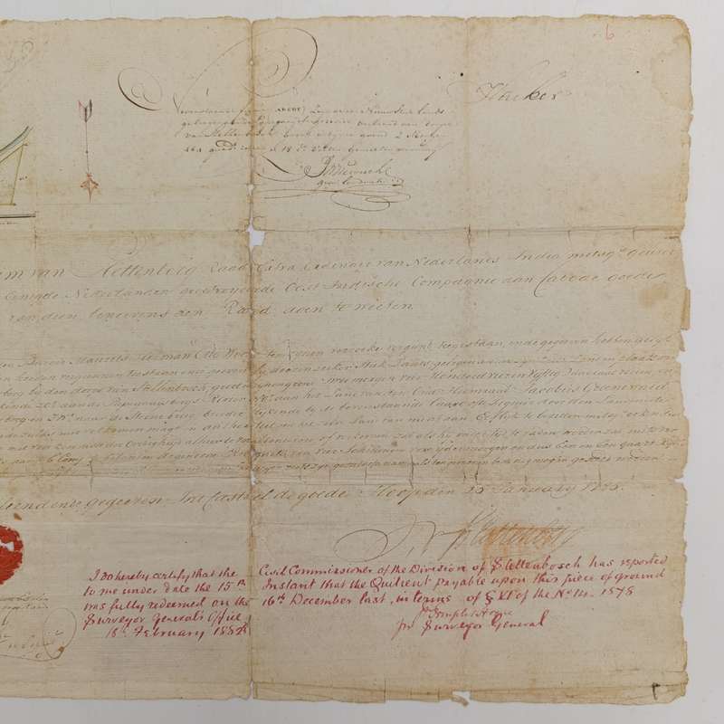 Antique 1785 Dutch East India VOC lease agreement by Govenor Joachim van Plettenberg