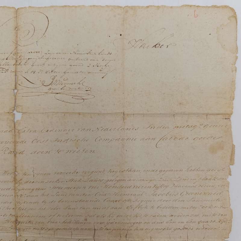 Antique 1785 Dutch East India VOC lease agreement by Govenor Joachim van Plettenberg