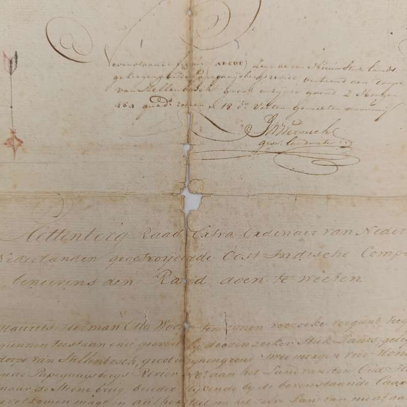 Antique 1785 Dutch East India VOC lease agreement by Govenor Joachim van Plettenberg