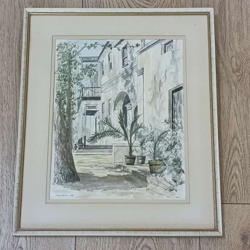 Beautiful watercolour and pen Sketch by John Chall of Stellenbosch