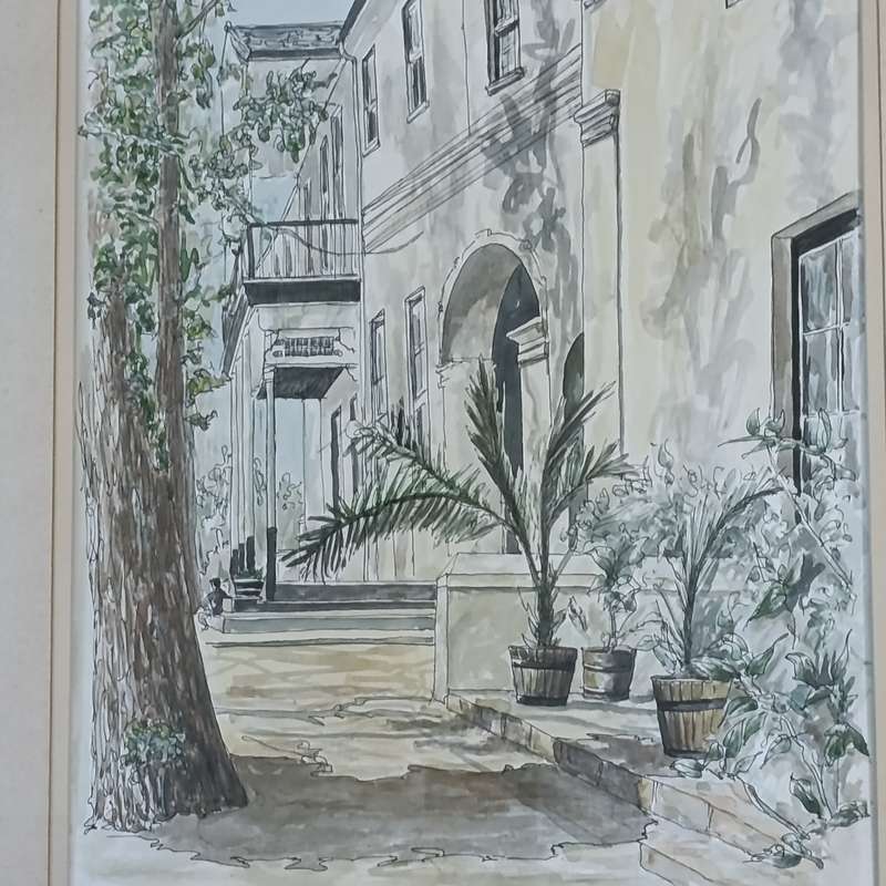 Beautiful watercolour and pen Sketch by John Chall of Stellenbosch