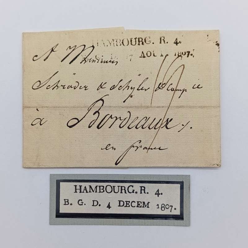 1807 Letter from Hambourg to Bordeaux France - dated 17 Aug 1807 Bureau Grand Ducal exitmail