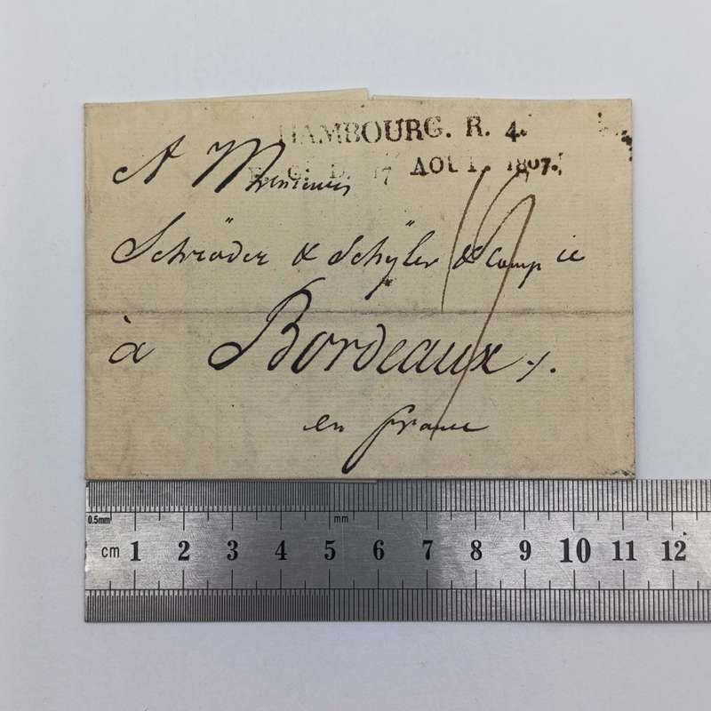 1807 Letter from Hambourg to Bordeaux France - dated 17 Aug 1807 Bureau Grand Ducal exitmail