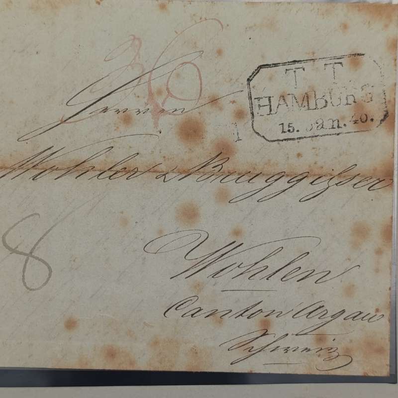 1840 Letter from Hamburg to Wohlen (Switzerland)