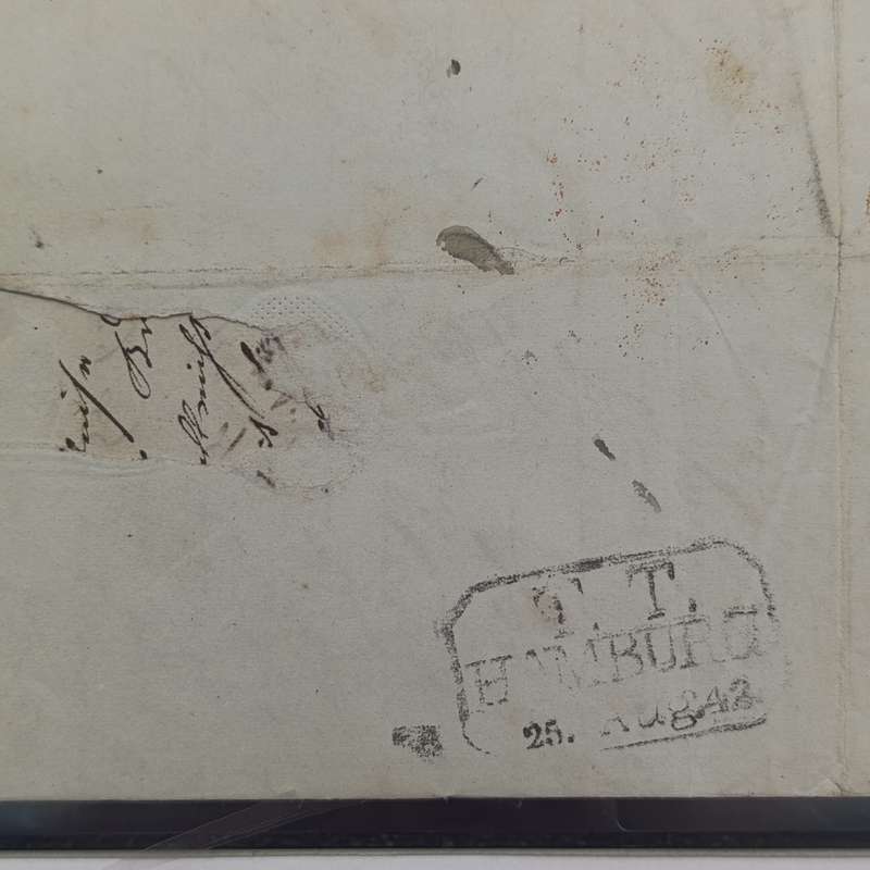 1842 Letter from Wohlen (Switzerland) to Hamburg - various postal marks and rubber stamps