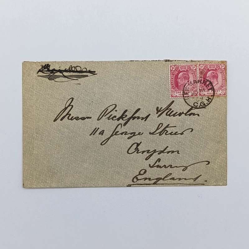 1909 Letter sent from Newmarket, Cape of Good Hope to Surrey, England
