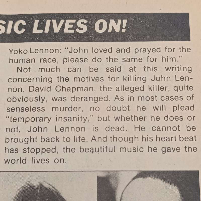 John Lennon Tribute - Daily Mirror special issue 1981 plus Special 1981 memorial issue