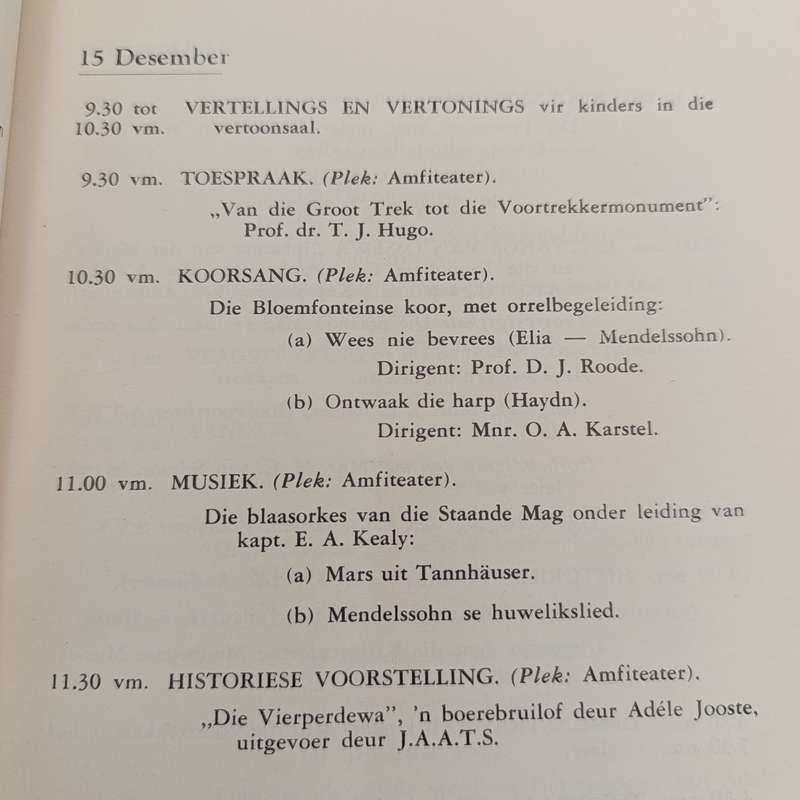 1949 Inwyding van die Voortrekkermonument amptelike program en gedenkboek