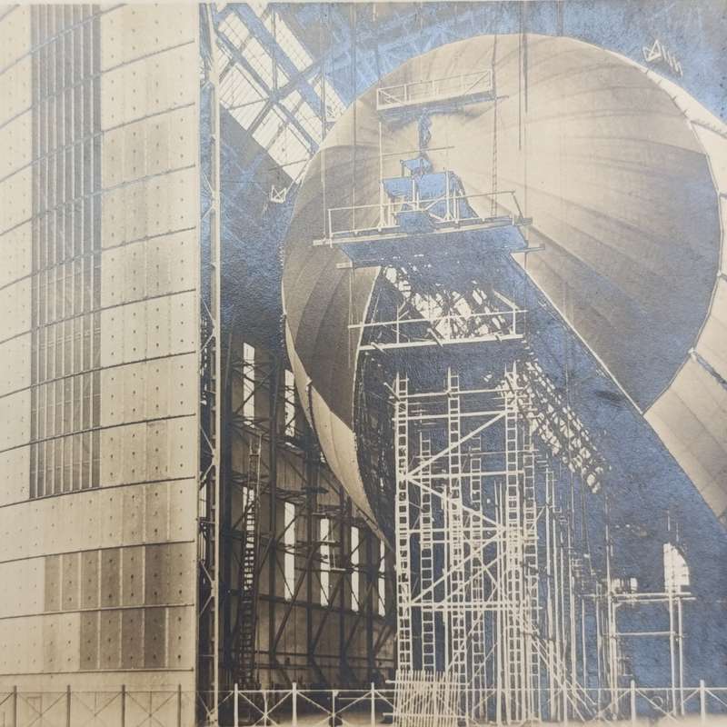 Pair of Zeppelin postcards - Building the Zeppelin, Vissit of Graf Zeppelin
