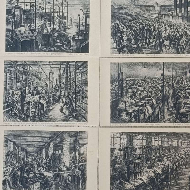 Pack of 10 Industry German postcard 5 WW1 period - Arbeit 1st Leben - the workplaces of Siemens
