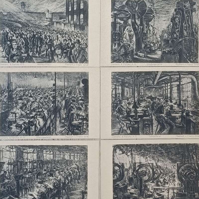 Pack of 10 Industry German postcard 5 WW1 period - Arbeit 1st Leben - the workplaces of Siemens