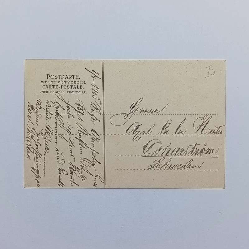 Postcard from Buea Kamerun to Oskarstrom, Sweden 7 April 1905 with cancelled Kamerun stamp