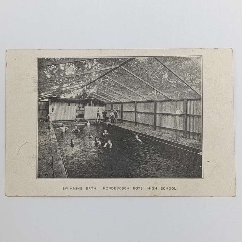 Postcard 1913 with Rondebosch Boys High school picture of swimming baths - posted in Cape Town