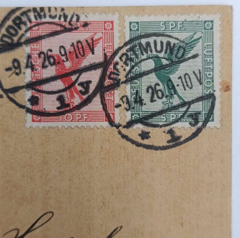 German airmail card flown from Dortmund to Hamborn 9 April 1926