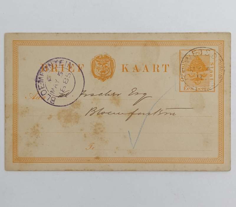 Pre printed Freestate postcard from Dewetsdorp to Bloemfontein