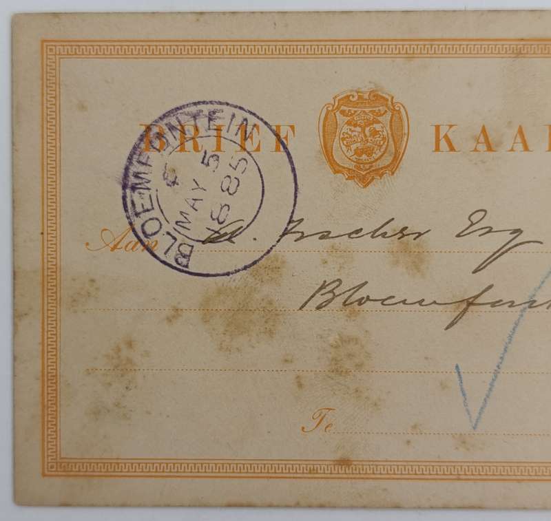Pre printed Freestate postcard from Dewetsdorp to Bloemfontein