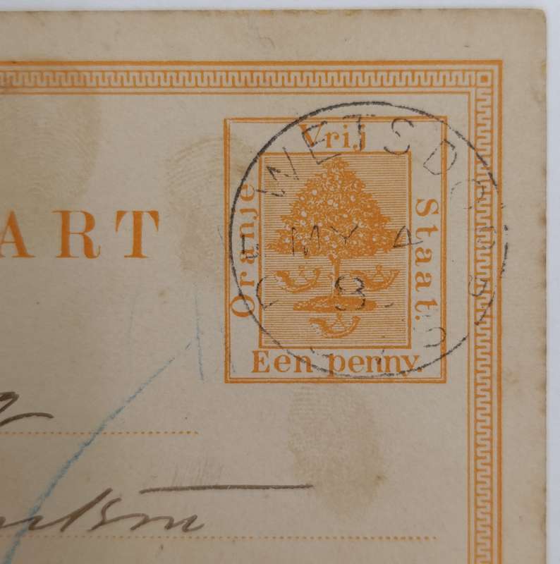Pre printed Freestate postcard from Dewetsdorp to Bloemfontein