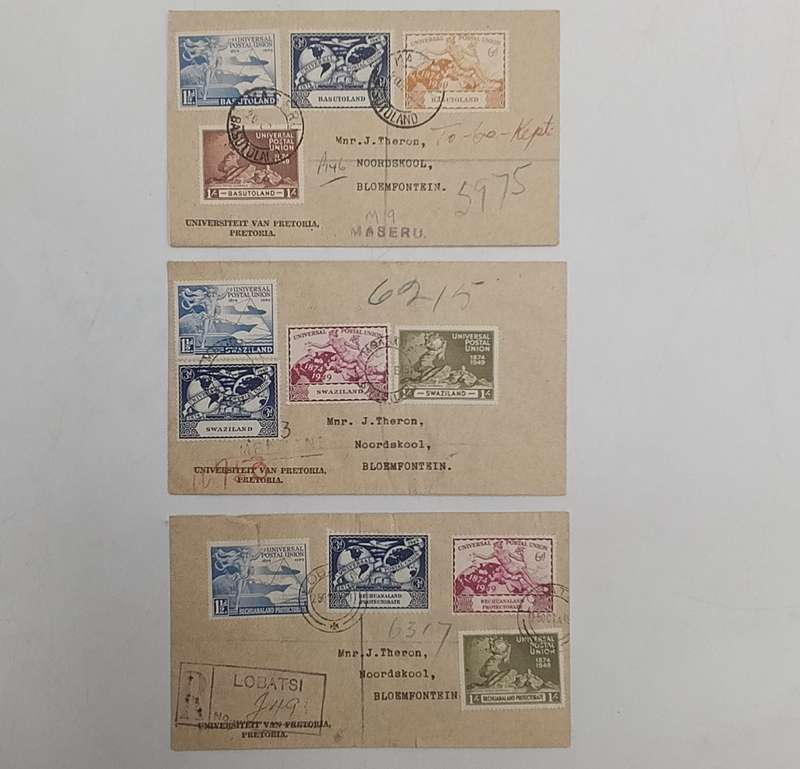 Swaziland, Bechuanaland and Basutoland Postal Union sets on cover