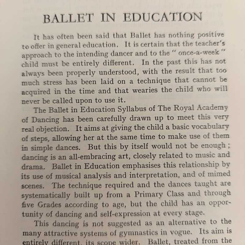 Royal academy of dancing - Ballet in education 1954 edition