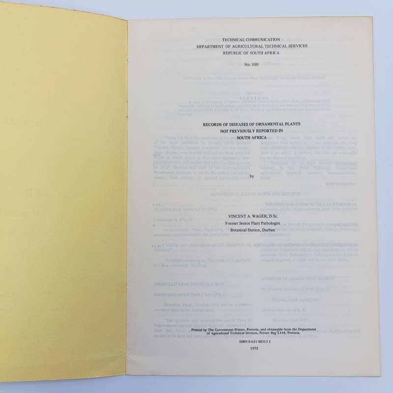1972 Technical bulletin - Records of Diseases of Ornamental plants
