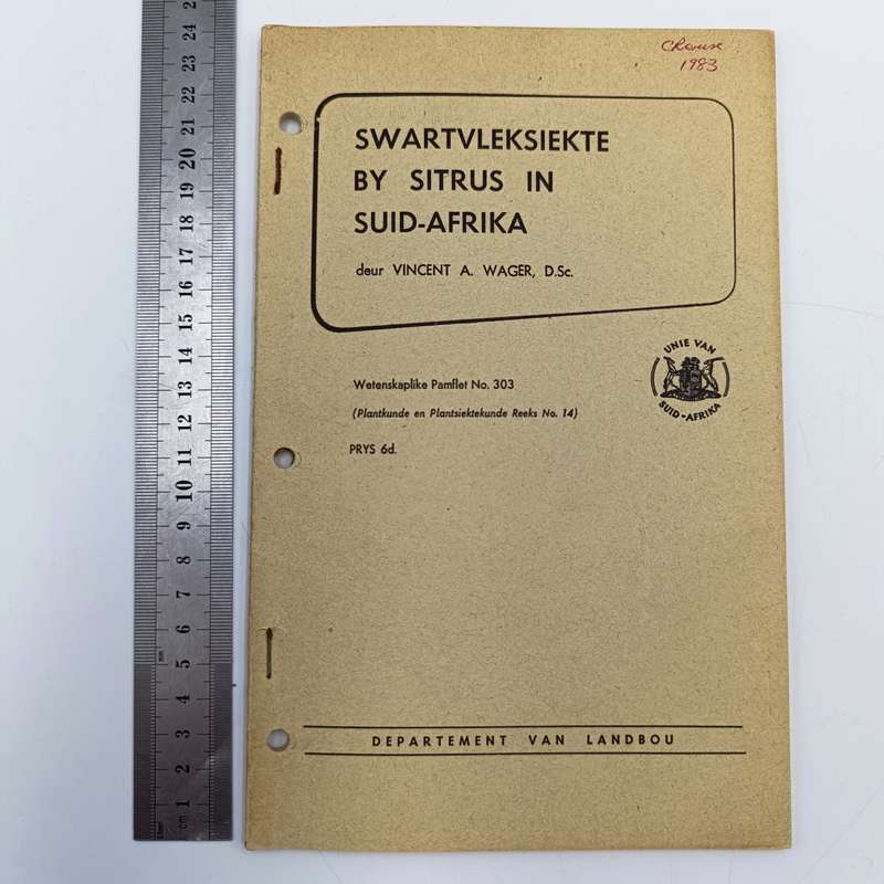1951 Wetenskaplike pamfelt - Swartvleksiekte by sitrus in Suid-Afrika