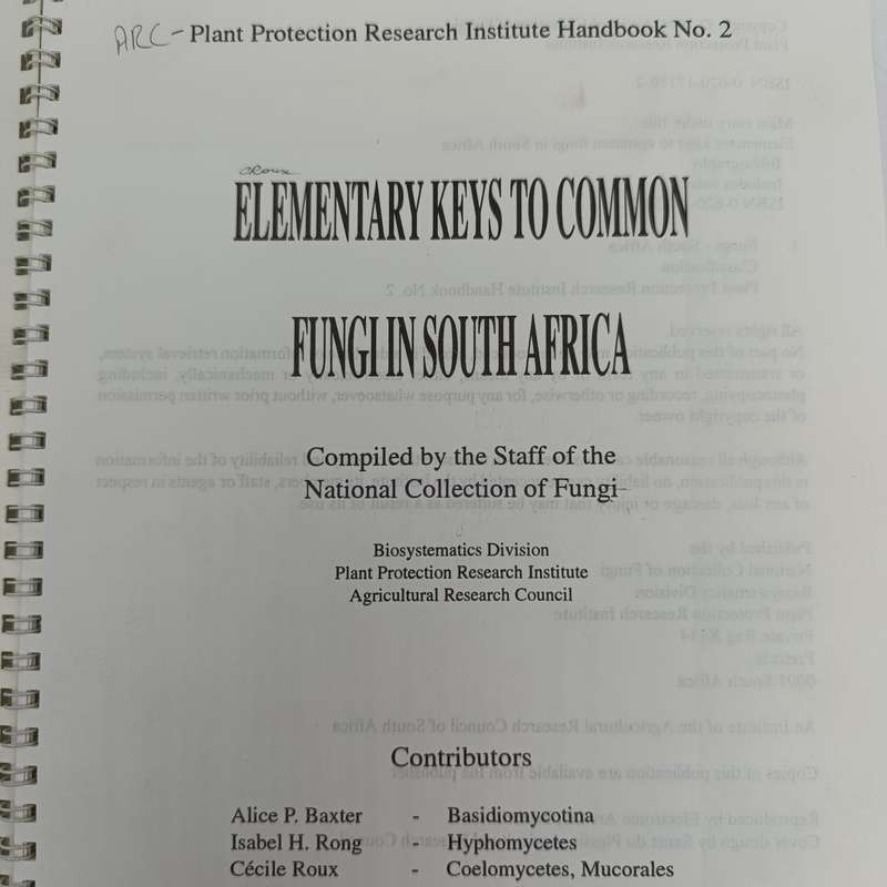 Elementary keys to common fungi in South Africa 1994 - Plant protection research institute