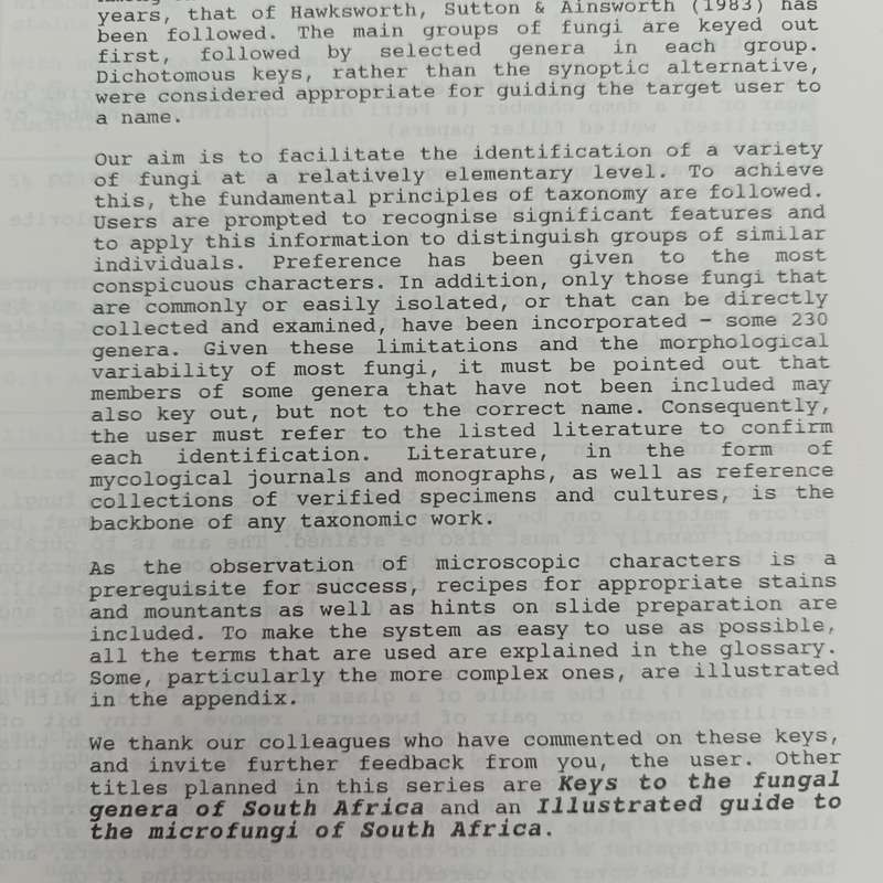 Elementary keys to common fungi in South Africa 1994 - Plant protection research institute
