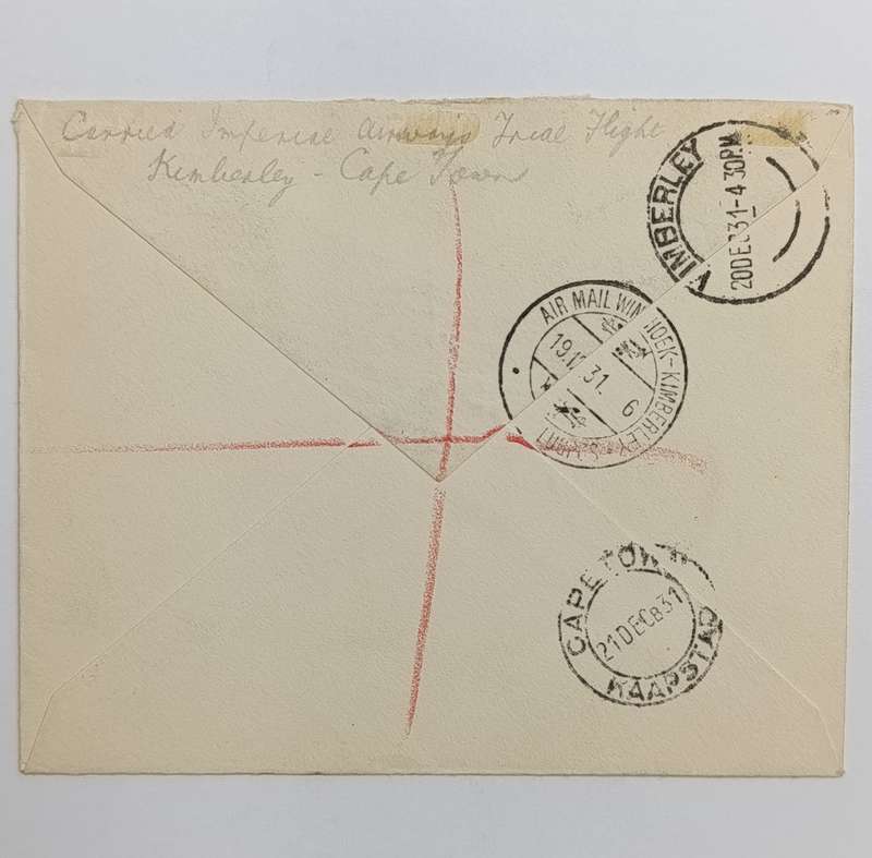 Airmail cover flown Windhoek South West Africa to Cape Town South Africa