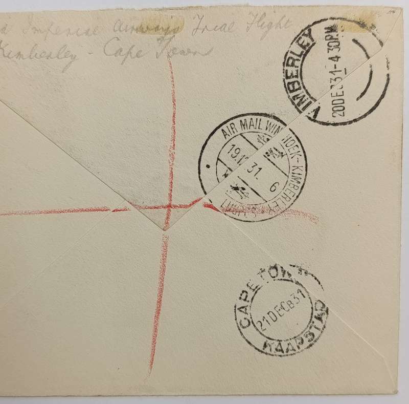 Airmail cover flown Windhoek South West Africa to Cape Town South Africa