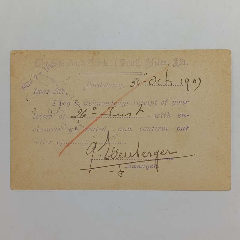 Postcard Fordsburg Transvaal (Johannesburg) to Oudtshoorn Cape colony 30 October 1907