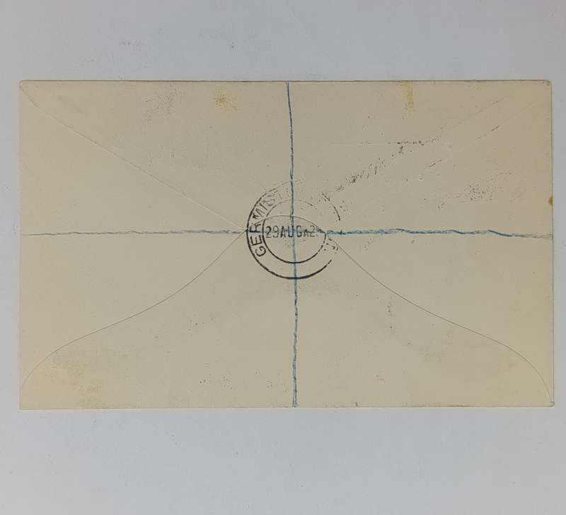 Registered airmail cover Germiston Station to Bloemfontein, South Africa with Orange airmail label