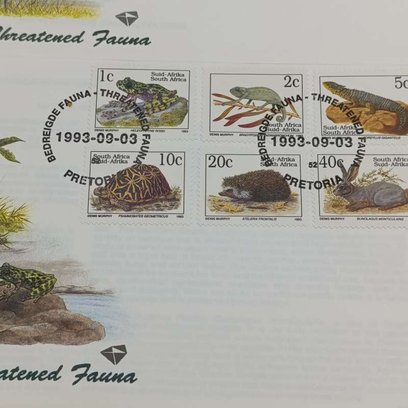 South Africa Threatened Fauna mint stamp and first day cover set