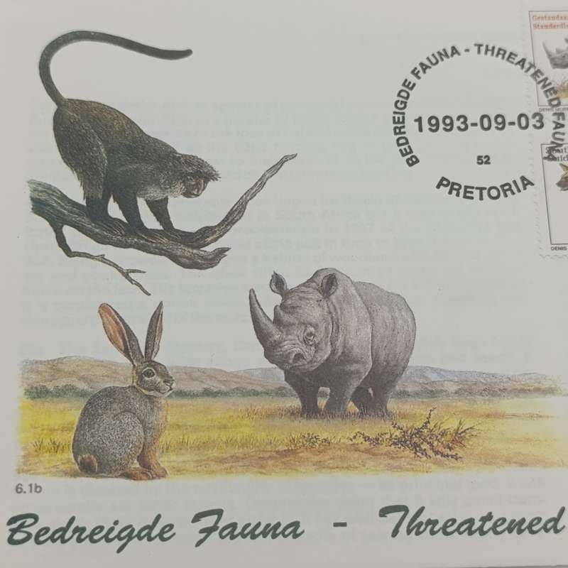 South Africa Threatened Fauna mint stamp and first day cover set