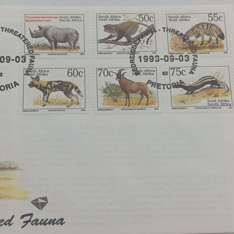 South Africa Threatened Fauna mint stamp and first day cover set