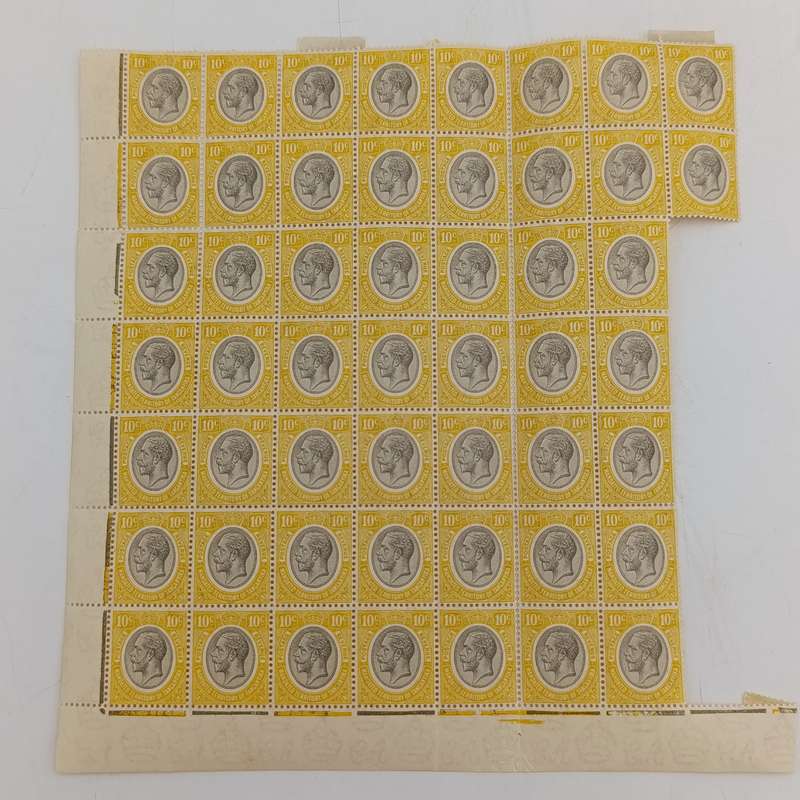 Mandated territory of Tanganyika Edward 7 Kings head block of 51 mint Ten cent stamps