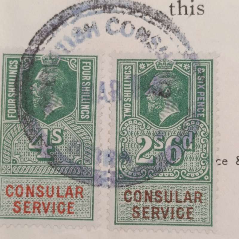 1943 Apartheid affidavit with Union and consular stamps - JP Cloete but done in Beira, Portuguese