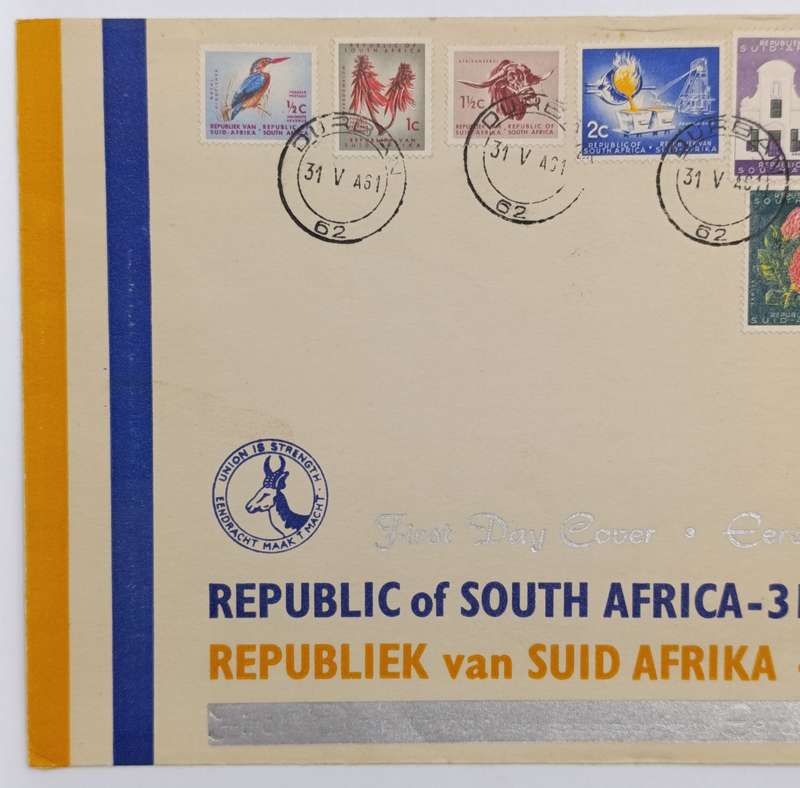 Republic of South Africa 31 May 1961 First Day Cover - cancelled Durban - rarely seen