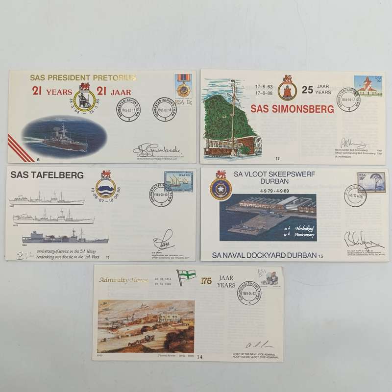 Lot of 5 signed SA Navy covers