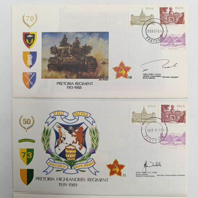 Lot of 3 SADF regimental / commando postal cover - signed by officers commanding