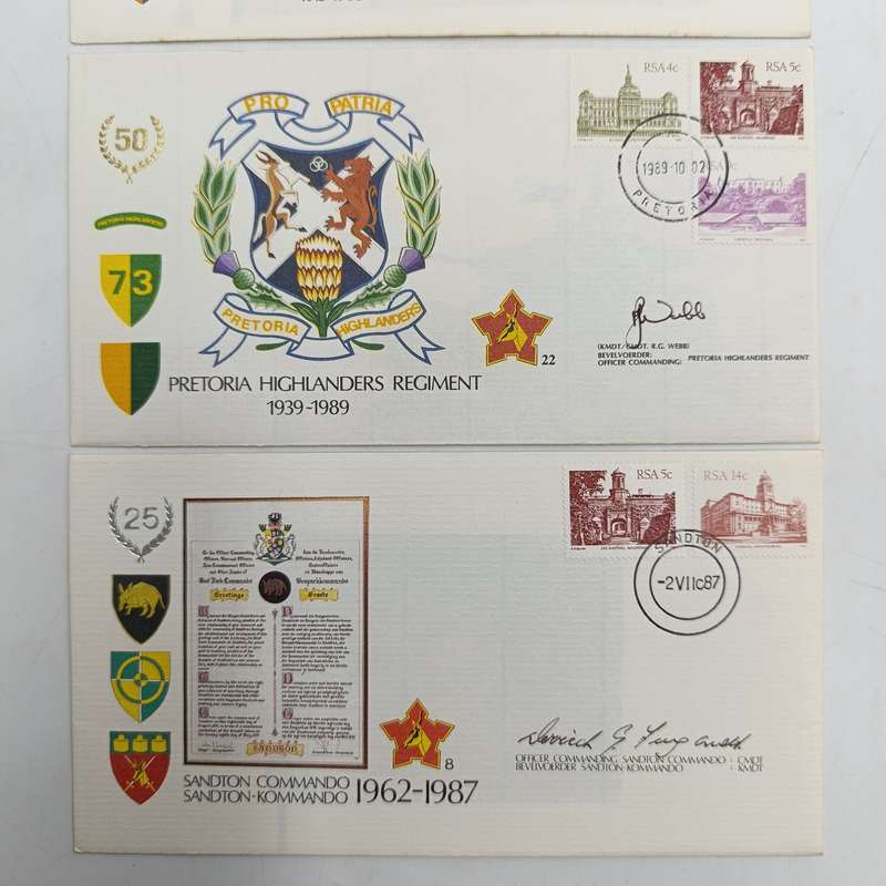 Lot of 3 SADF regimental / commando postal cover - signed by officers commanding