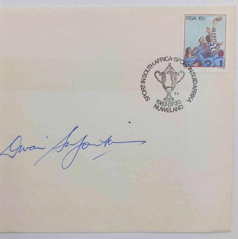 1983 Western Province rugby first day cover signed by Divan Serfontein