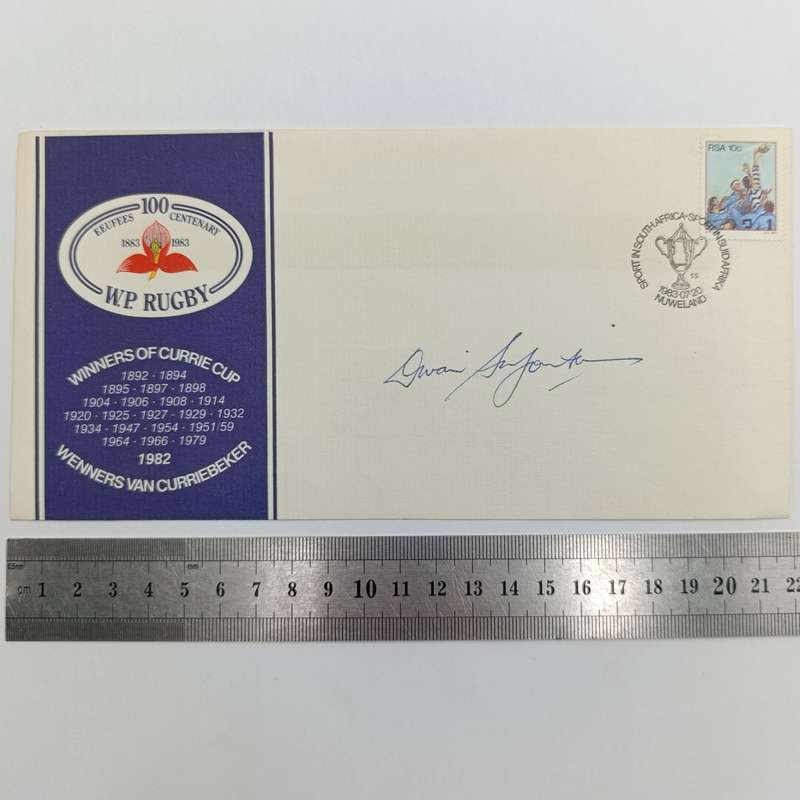 1983 Western Province rugby first day cover signed by Divan Serfontein