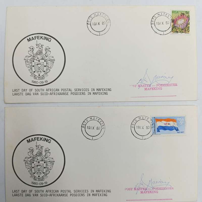 Lot of 3 last day of South African postal services in Mafeking postal covers