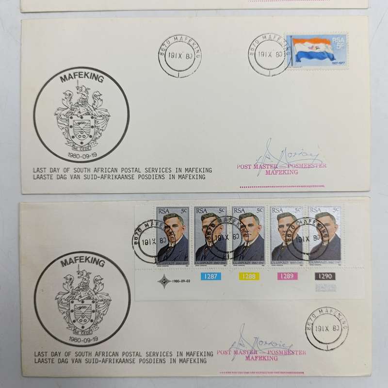 Lot of 3 last day of South African postal services in Mafeking postal covers